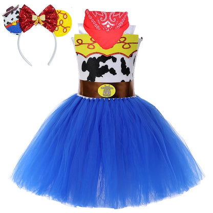 Toy Jessie Clothing for Girls Birthday Party Clothes Kids Girl Christmas Halloween Fancy Lined Dresses Woody Cowgirl Tutu Outfit