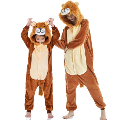 Animal Cosplay Overalls Kigurumi Tiger Costume Halloween Carnival Stage Performance Role Play for Adults Kids Clothes Party Set