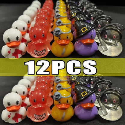 3/12pcs Halloween Mini Duck Resin Ornament Figurines Evil Witch Devil Duck Kids Creative Cartoon Ducks Crafts Family Party Decor