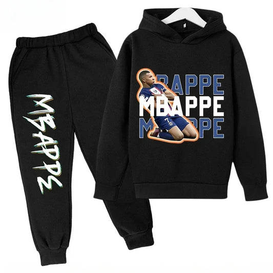 2026 Autumn Mbappé Printed Children's Hoodie Suit Sweatshirt Pants Two-piece Suit Boys and Girls Outdoor Sportswear Baby Clothes