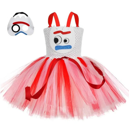 Girls' Toy-Themed Tulle Tutu Outfit Sets, Kids' Birthday Party Clothing, Children's Party Dresses for Christmas and Halloween