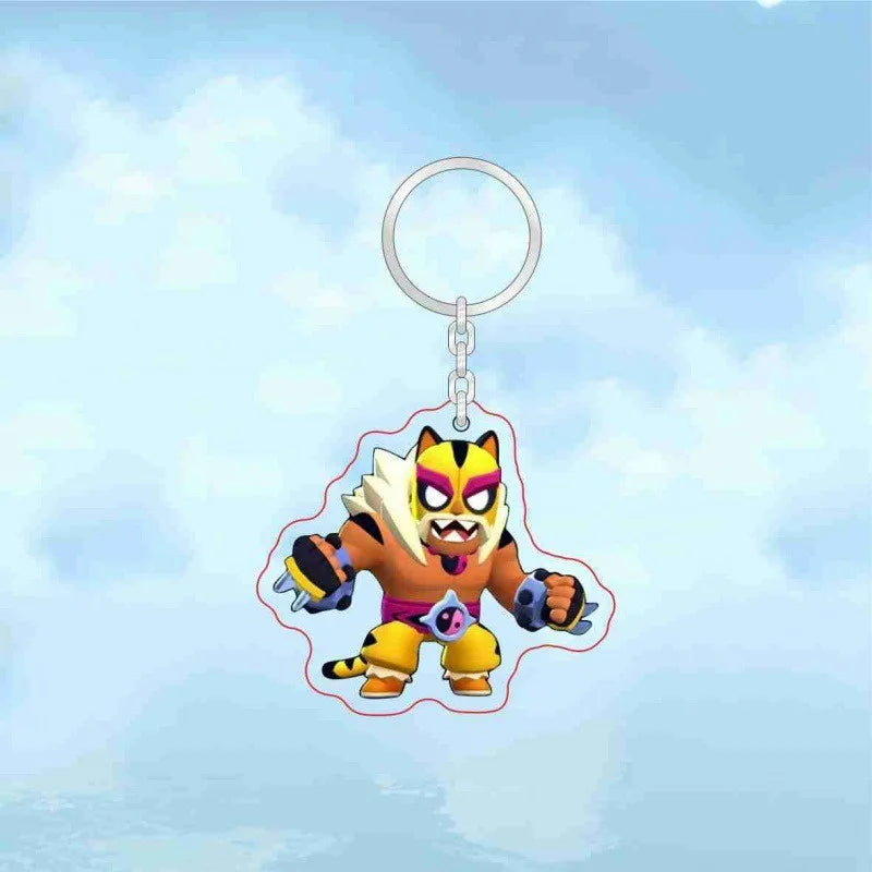Leon Spike Brawl Stars Themed Anime Figures Keychain Crow Key Rings Game Birthday Decoration Disposable Collectible