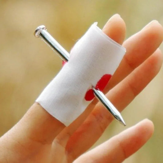 2Pcs Halloween Fool Toys Blood Prank Prop Joke Fake Nail Through Finger Funny Trick Halloween Party Supplies