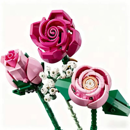 2026 New 789pcs Technology Pink Rose Bouquet Building Blocks Set Decorate Suitable For Mother's Day Gift Present Thanksgive Gift
