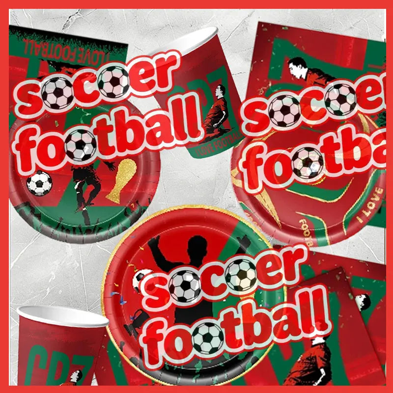Soccer Birthday Party Supplies Football Theme  Birthday Party Decoration Cotillon Birthday CR7 Soccer Plate Cups Balloons Supply