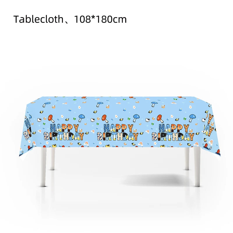 New Cartoon Dogs Birthday Party Decoration Full Set Kit Blue Dog Happy Birthday Plates Napkins Cups Tableware Supplies Kid Favor