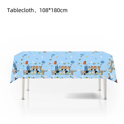 New Cartoon Dogs Birthday Party Decoration Full Set Kit Blue Dog Happy Birthday Plates Napkins Cups Tableware Supplies Kid Favor
