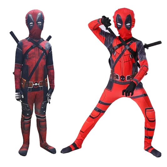 New Movie Character Role Play Costume Superhero Deadpool Costume Mask Sword Bag Suits Halloween Party Cosplay Jumpsuit 3D Style