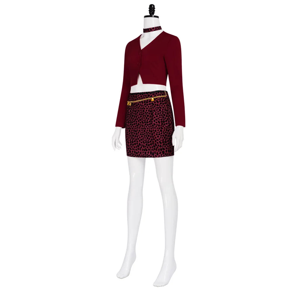 Horror Movie Nurse Mary Cosplay Costume Red Coat Sexy Leopard Skirt Suits for Women Halloween Carnival Party Maria Costumes