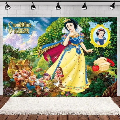 Snow White Theme Birthday Children's Party Decoration Party Disposable Tableware Supplies Balloon Atmosphere  Decor Baby Shower