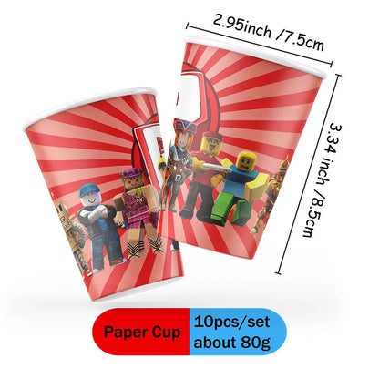 Robloxed Print Party Combo Set All Matching Decor for Birthday Holiday Family Gathering Home Celebration Ornament Supplies Gift