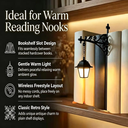 Vintage Bookshelf Lamp Library Lantern Light Library Lantern Bookshelf Light Reading Nook Led Night Lamp Decorative for Home
