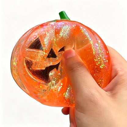 2026 Glitter Pumpkin Squeeze Squish Toy Halloween Fidget Stress Ball Soft Stretch Sensory Anti Stress Toy Party Gift
