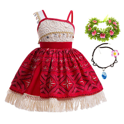 Disney New Movie Moana Ocean Adventure Dress Halloween Cosplay Girls Dress Costume Dress Up Vaiana Princess Clothes