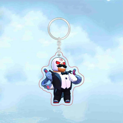 Leon Spike Brawl Stars Themed Anime Figures Keychain Crow Key Rings Game Birthday Decoration Disposable Collectible