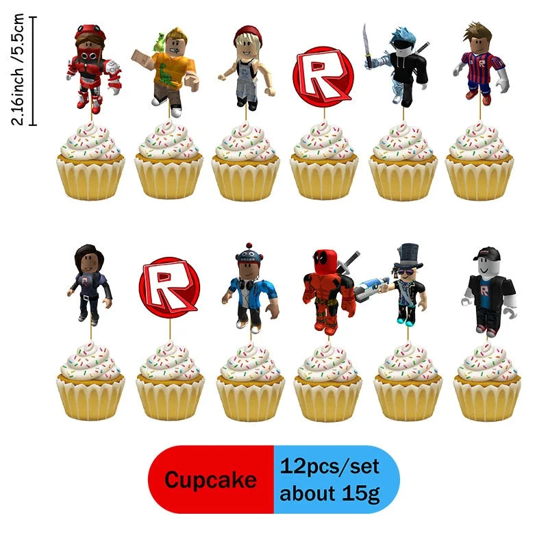 Robloxed Print Party Combo Set All Matching Decor for Birthday Holiday Family Gathering Home Celebration Ornament Supplies Gift