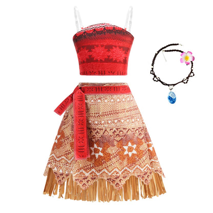 Disney New Movie Moana Ocean Adventure Dress Halloween Cosplay Girls Dress Costume Dress Up Vaiana Princess Clothes