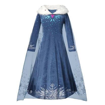 Girls Princess Dress Kids Elsa Anna Snow White Aurora Belle Rapunzel Peach Halloween Costume Children Birthday Party Clothes