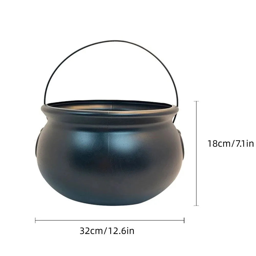 Festival 32cm Halloween Cauldron Black Extra-large Candy Bowl Plastic Classical Witch Cauldron Bucket St. Patrick's Day