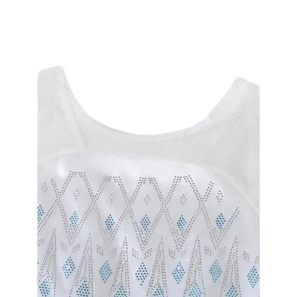 Disney Elsa Princess Dress For Girl White Printed Long-Sleeved Lace Dress Festive Party Gift Set Frozen Dress Fire Spirit Olaf