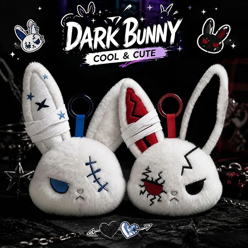 Horror Bunny Keychains Dark Rabbit Keyring Cute Bunny Keychain for Bag Charm Accessories Halloween Birthday Gifts