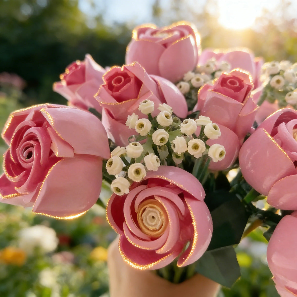 2026 New 789pcs Technology Pink Rose Bouquet Building Blocks Set Decorate Suitable For Mother's Day Gift Present Thanksgive Gift