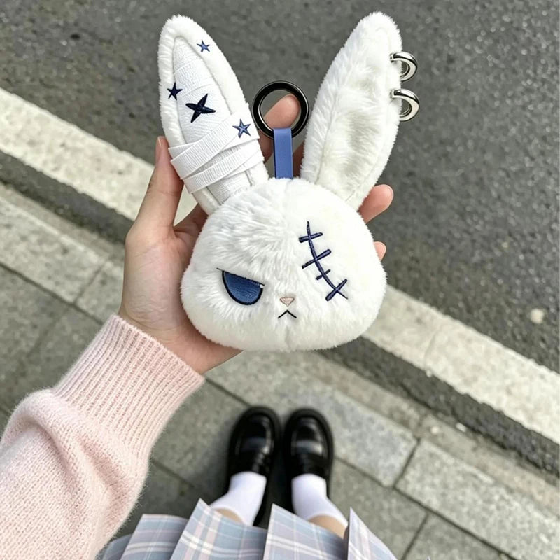 Horror Bunny Keychains Dark Rabbit Keyring Cute Bunny Keychain for Bag Charm Accessories Halloween Birthday Gifts