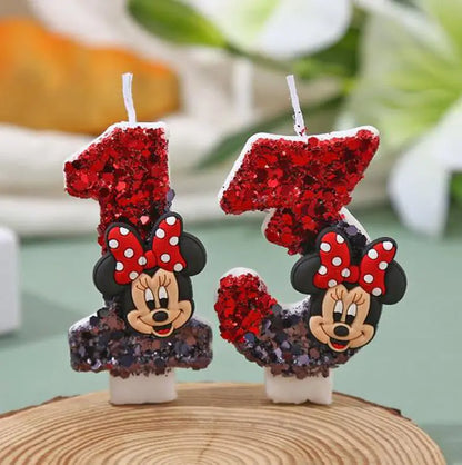 Hot Mickey Minnie Mouse  CandleHappy Birthday Number 0-9 Candles Cartoon Cake Cupcake Topper Party Decoration Supplies DIY Gifts