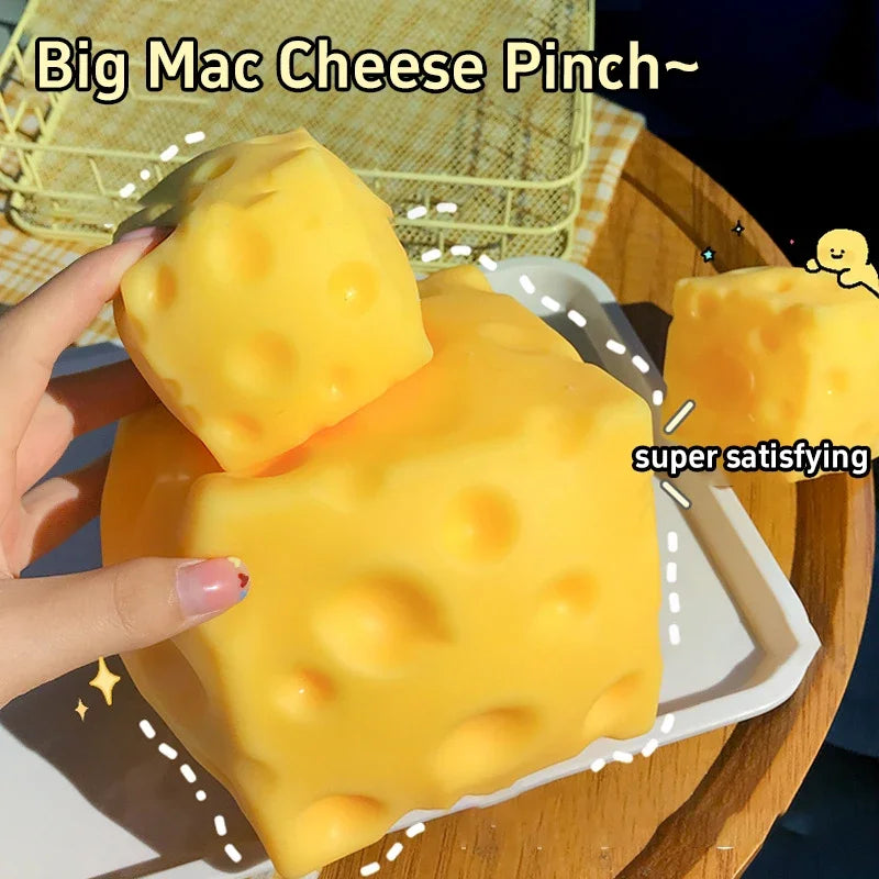 Cheese Squeeze Squishy Toy Slow Rebound Shapeable Venting Stress Relief Fidget Ball Novelty Sensory Decompression Gift Toy