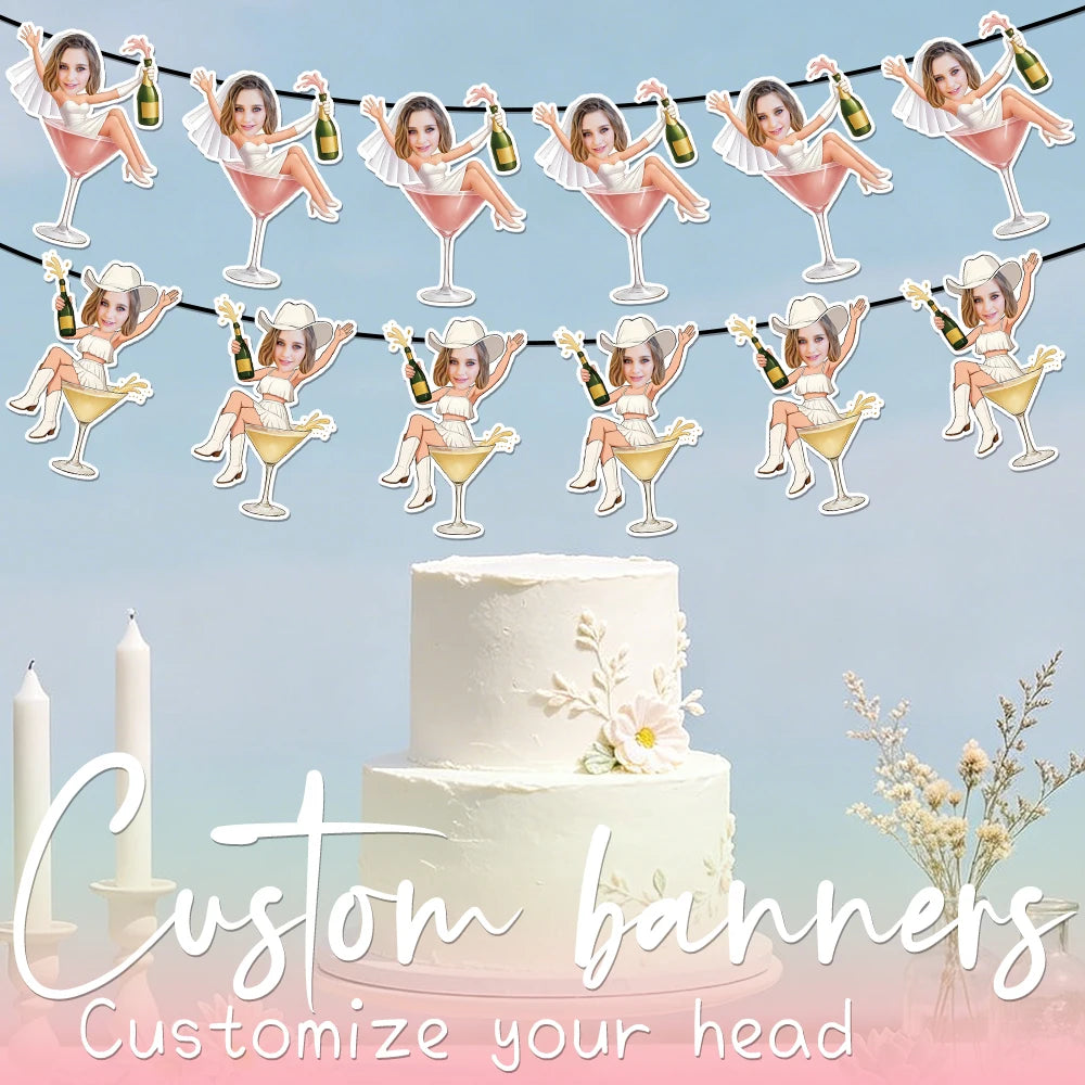 Custom Face Banner, Personalized Face Garland with Your Photo, Funny Bachelorette Party Decorations, Birthday Decor Gifts