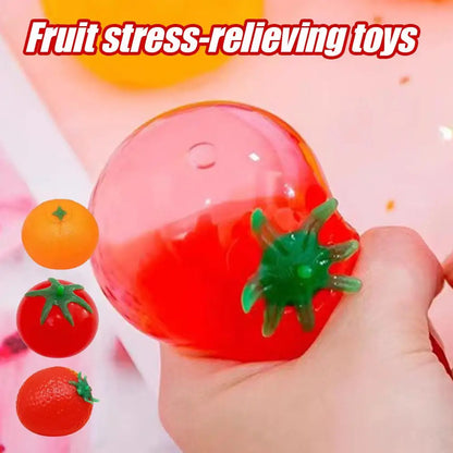 Simulation Fruit Squeeze Water Ball Tomato Strawberry Sensory Stress Relief Toy Funny Soft Squishy Birthday Gift for Kids