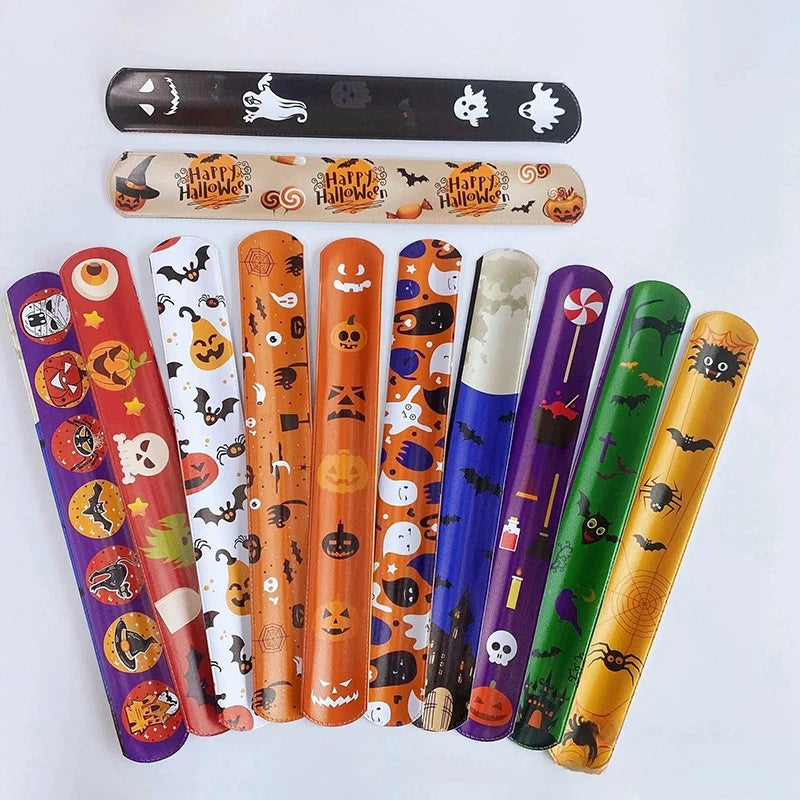 Halloween Decorations Snap Bracelet Halloween Wristband Cosplay Prop Accessiories Pumpkin Ghost Halloween Party Favor Gifts Slap