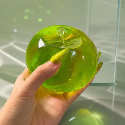 Green Apple Squeeze Toy Crystal Transparent Stress Relief Vent Fidget Toys Sensory Fidgets Toy Slow Rebound Plasticity Squeeze
