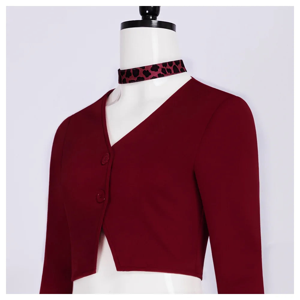 Horror Movie Nurse Mary Cosplay Costume Red Coat Sexy Leopard Skirt Suits for Women Halloween Carnival Party Maria Costumes