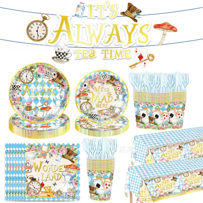 20p Fairy's Adventures in Wonderland Party Supplies Festival Disposable Meal Plates Paper Cups Towels Tablecloths Decoration Set