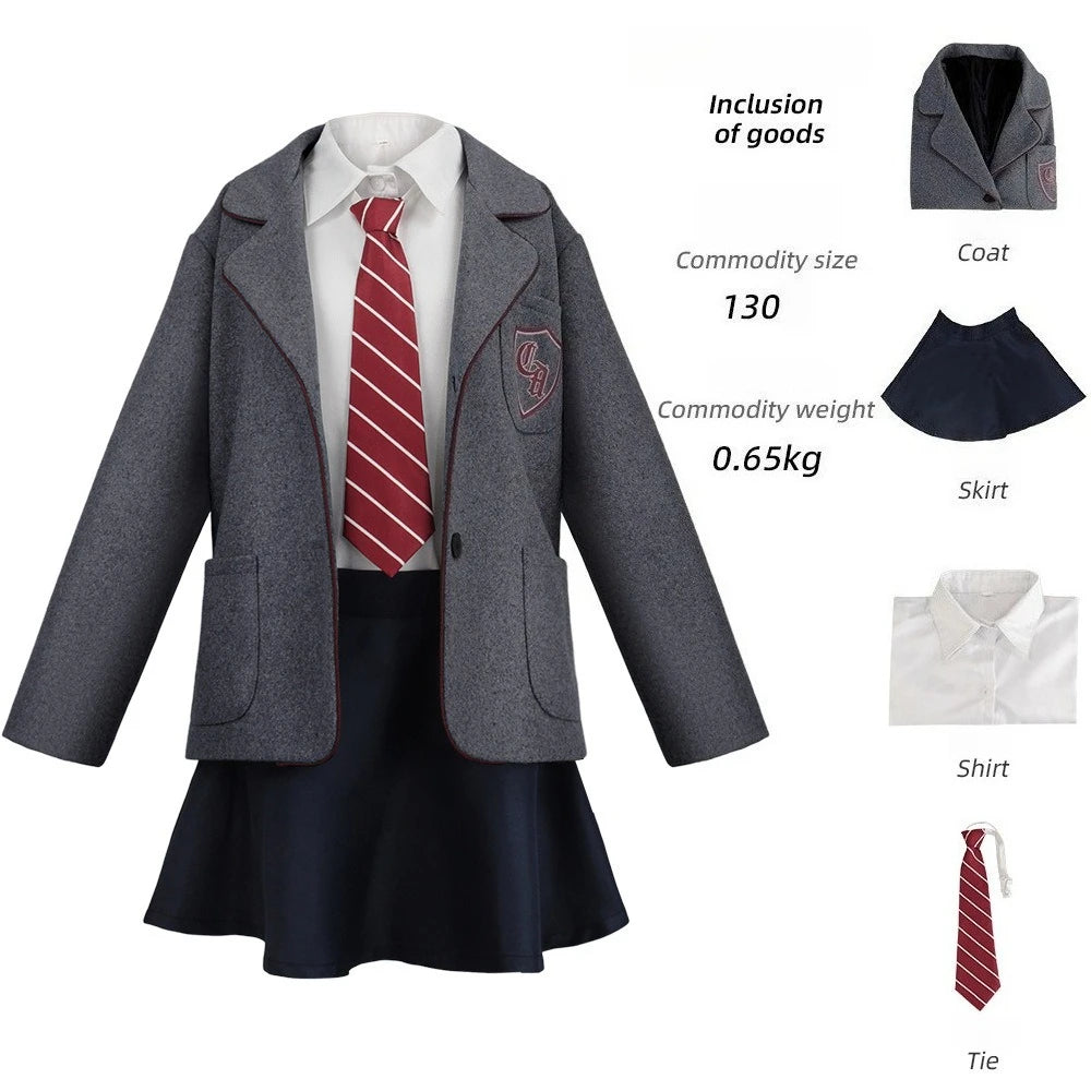 Movie Matilda Cosplay Costume School Uniform Coat Skirt Tie Roald Dahls Matilda the Musical Costume Suit Kids For Girls Women
