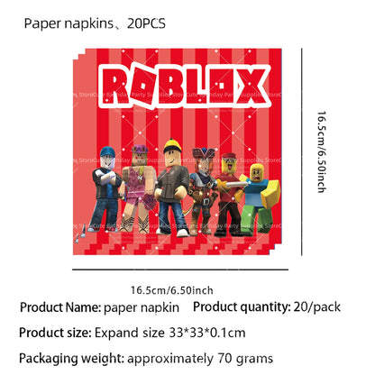 Roblox Game Birthday Party Decoration Tableware Cups Plates Napkins Tablecloth Bracelets Party Favor Souvenir Party Supplies