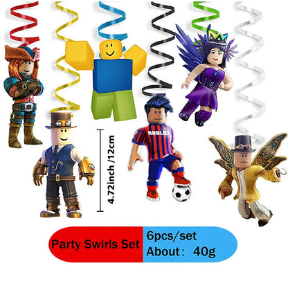 Robloxed Print Party Combo Set All Matching Decor for Birthday Holiday Family Gathering Home Celebration Ornament Supplies Gift