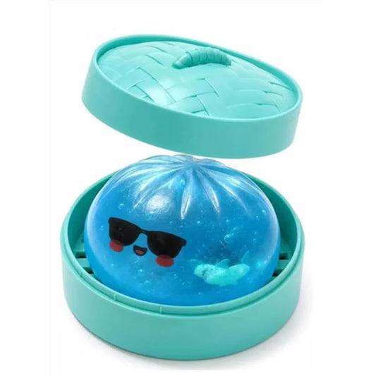 *-*Glitter Shark Dumplings Squishy Toy Soft Slow Resilience Squishy Toy Fidget with Steamer Steamed Stuffed Bun Squishy Pinch Le