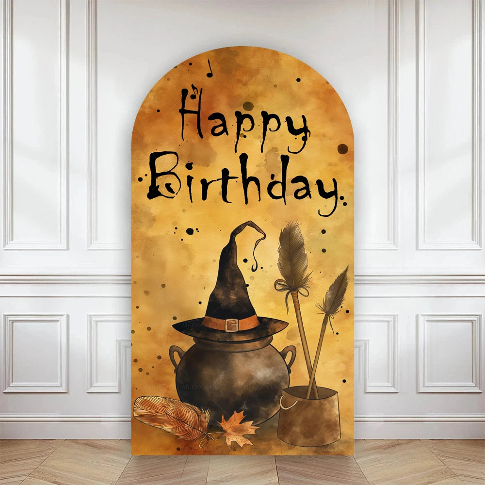 Happy Birthday Party Arch Backdrop Cover Wizard Castle Magic Academy 9 3/4 Platform Children Boys Baby Decor Custom Background