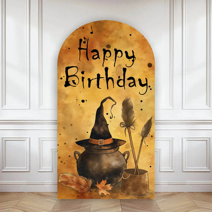 Happy Birthday Party Arch Backdrop Cover Wizard Castle Magic Academy 9 3/4 Platform Children Boys Baby Decor Custom Background