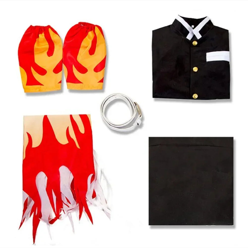 Anime Rengoku Kyojuro Cosplay Costumes Train Mugen No Yaiba Robe Suits For Adult Kids Wigs Cos Outfit Party