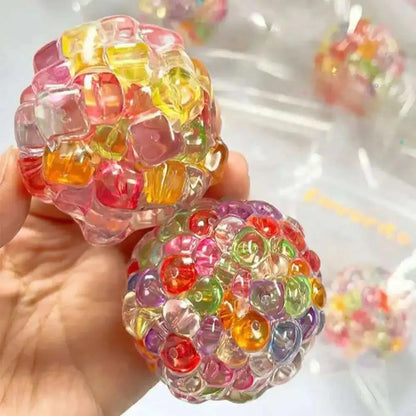 Fidget Ice Cube Colored Beads Squeeze Squishy Balls Hand Exercise Sensory ADHD Anxiety Stress Reliever Toys For Kids Adults