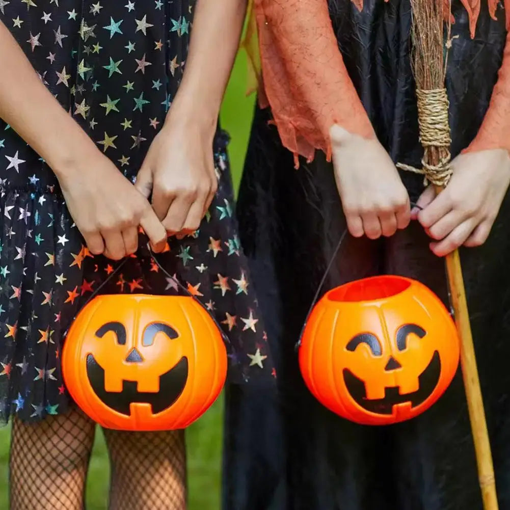 Halloween Pumpkin Treat Pail Portable Jack-O-Lantern Buckets Trick Or Treat Decoration For Kids Halloween Party Favors Room Deco