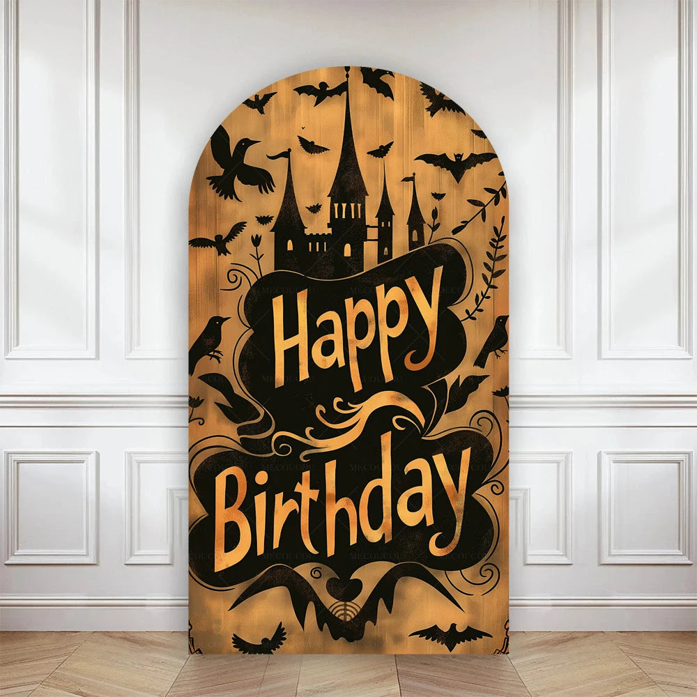 Happy Birthday Party Arch Backdrop Cover Wizard Castle Magic Academy 9 3/4 Platform Children Boys Baby Decor Custom Background