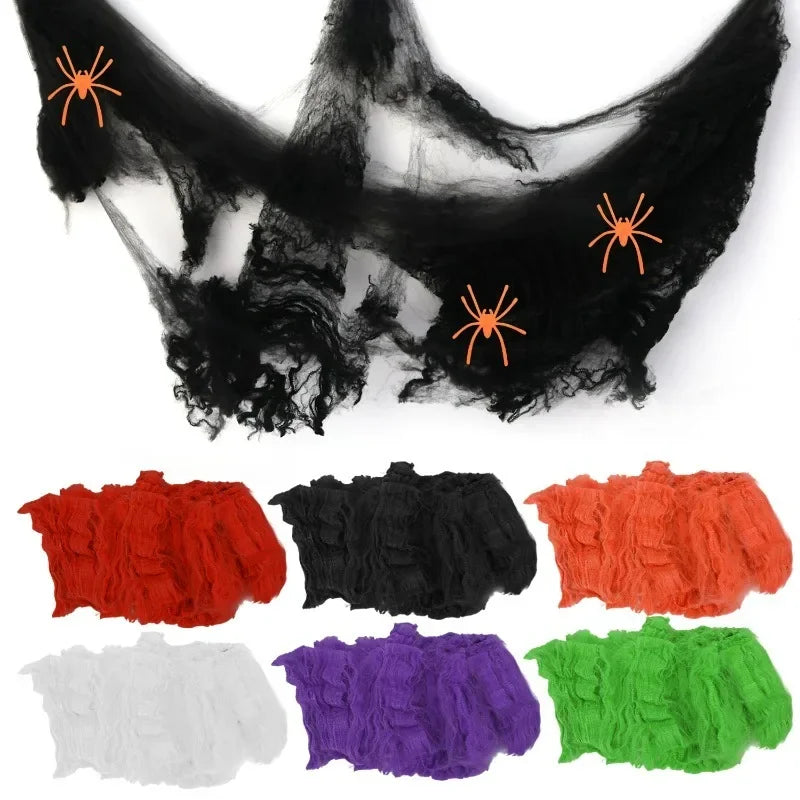 Artificial Spider Web Halloween Decoration Scary Party Scene Props White Stretchy Cobweb Horror House Home Decora Accessories