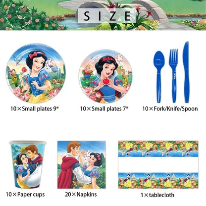 Snow White Theme Birthday Children's Party Decoration Party Disposable Tableware Supplies Balloon Atmosphere  Decor Baby Shower