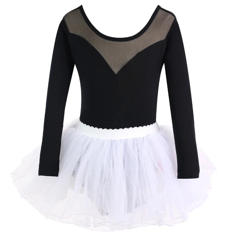 Children Ballet Costume Leotards for Girls Dance Wear Ballet Tutu Gymnastics Romper Dance Outfits with Skirt Kids Clothes