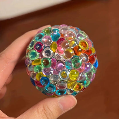 Fidget Ice Cube Colored Beads Squeeze Squishy Balls Hand Exercise Sensory ADHD Anxiety Stress Reliever Toys For Kids Adults