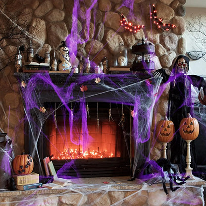 Wholesale Artificial Spider Web Halloween DIY Hanuted House Stretchy Cobwebs with Fake Spiders Indoor Outdoor Garden Party Decor